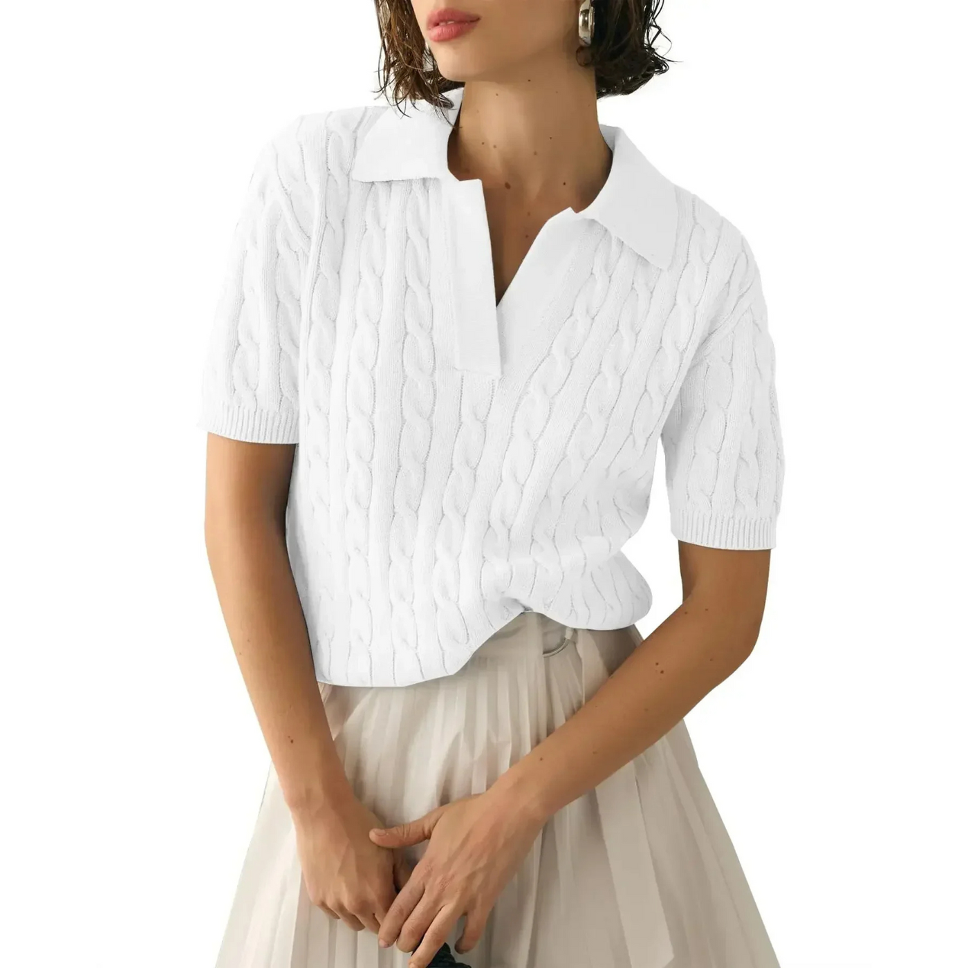 Atmungsaktives Damen-Polohemd mit Stricksmuster