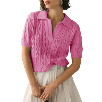 Atmungsaktives Damen-Polohemd mit Stricksmuster