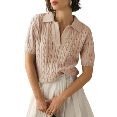 Atmungsaktives Damen-Polohemd mit Stricksmuster