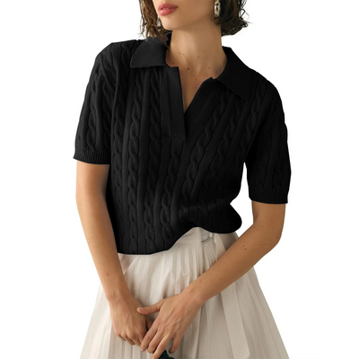 Atmungsaktives Damen-Polohemd mit Stricksmuster