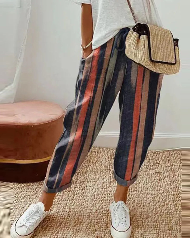 Bequeme Baumwoll-Leinen-Hose für Damen