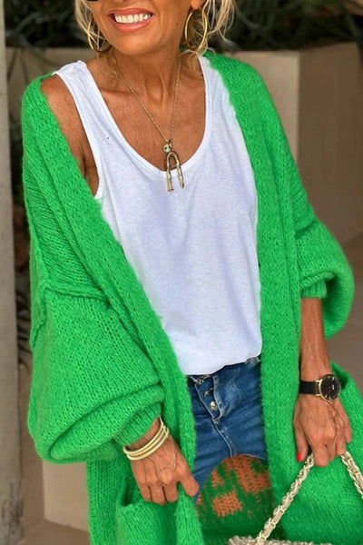 Eleganter, langärmeliger Damen-Strickmantel in verschiedenen Farben
