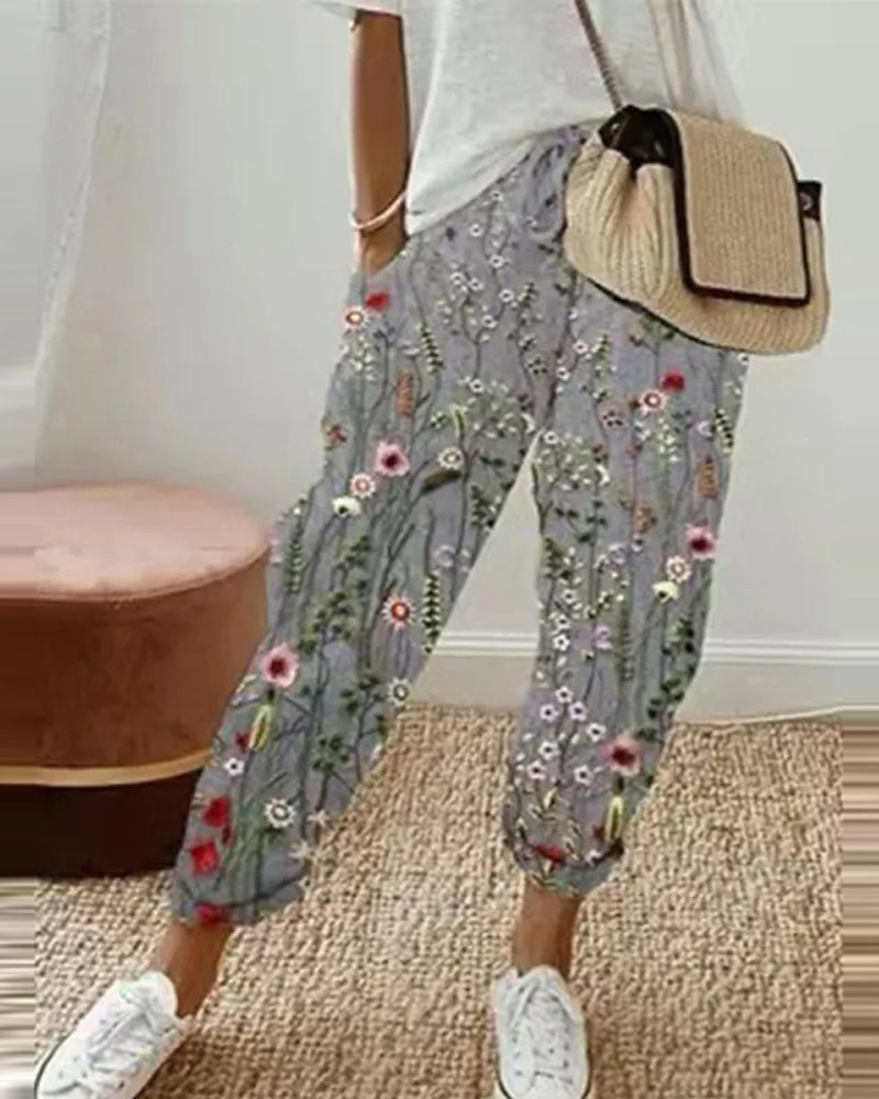 Bequeme Baumwoll-Leinen-Hose für Damen