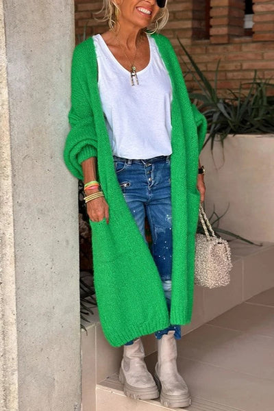 Eleganter, langärmeliger Damen-Strickmantel in verschiedenen Farben