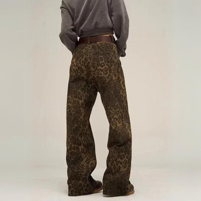 Damen High Waist Jeans im Leopardenstil