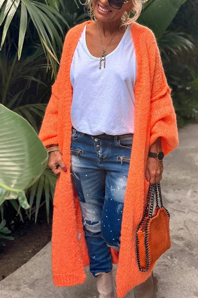 Eleganter, langärmeliger Damen-Strickmantel in verschiedenen Farben