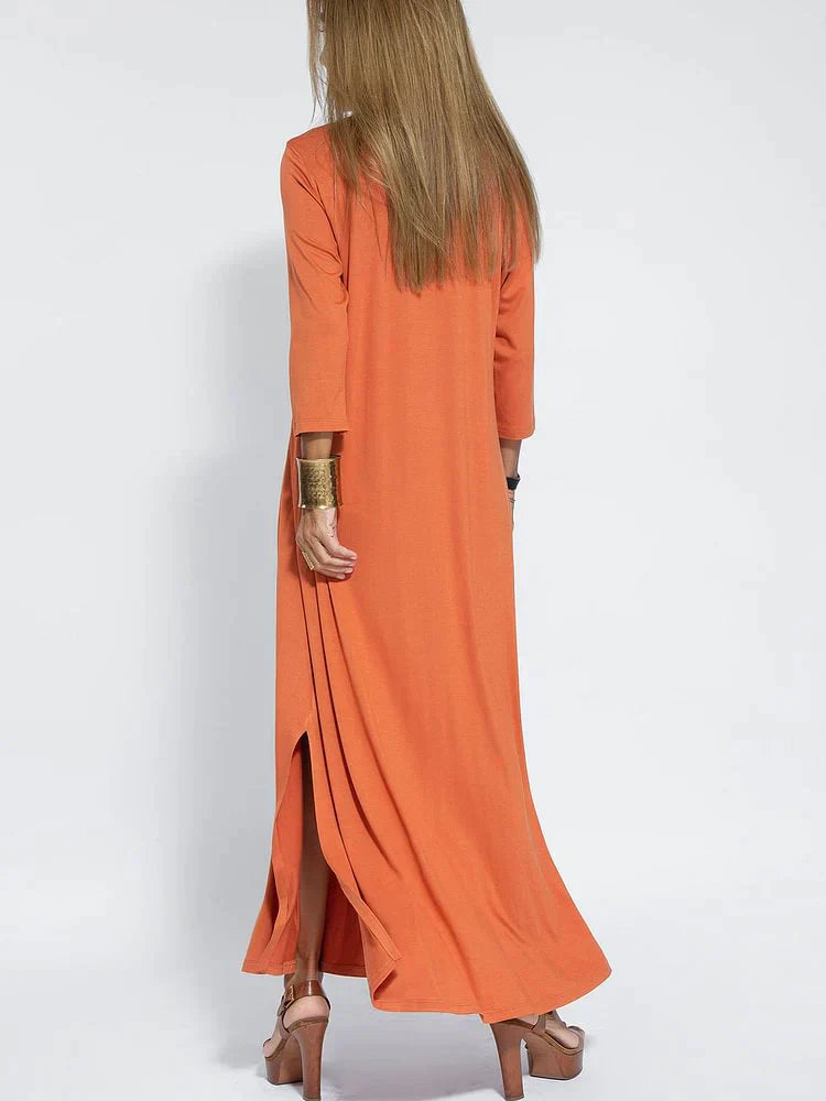 Damen Kleid mit Schlitz am Saum