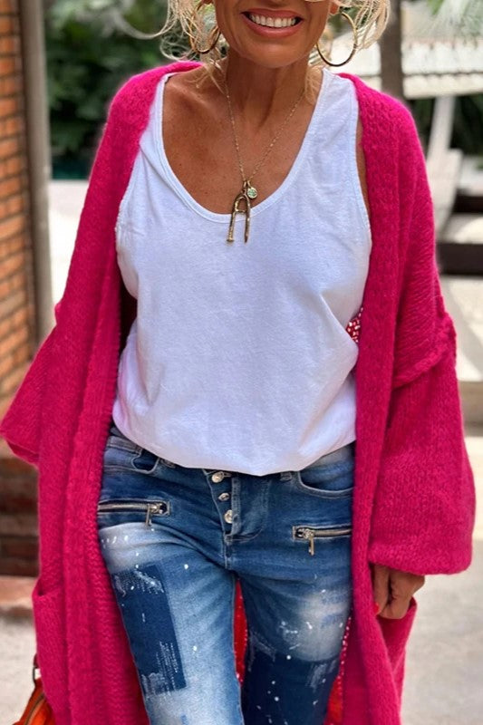 Eleganter, langärmeliger Damen-Strickmantel in verschiedenen Farben