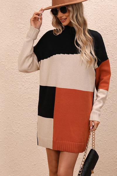 Farbblock Strickkleid für Damen