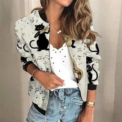 Damen Zip-up-Jacke mit Bedruckung