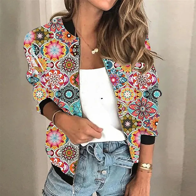 Damen Zip-up-Jacke mit Bedruckung