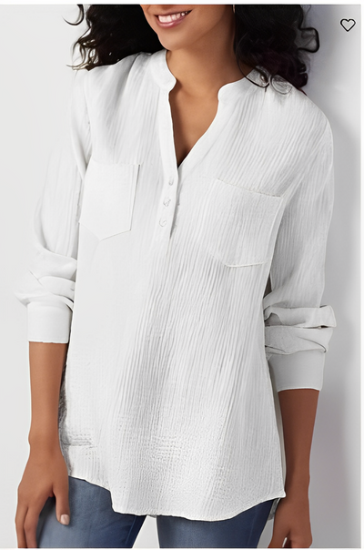 Daria - Damen V-Ausschnitt und Lange Ärmel Tops