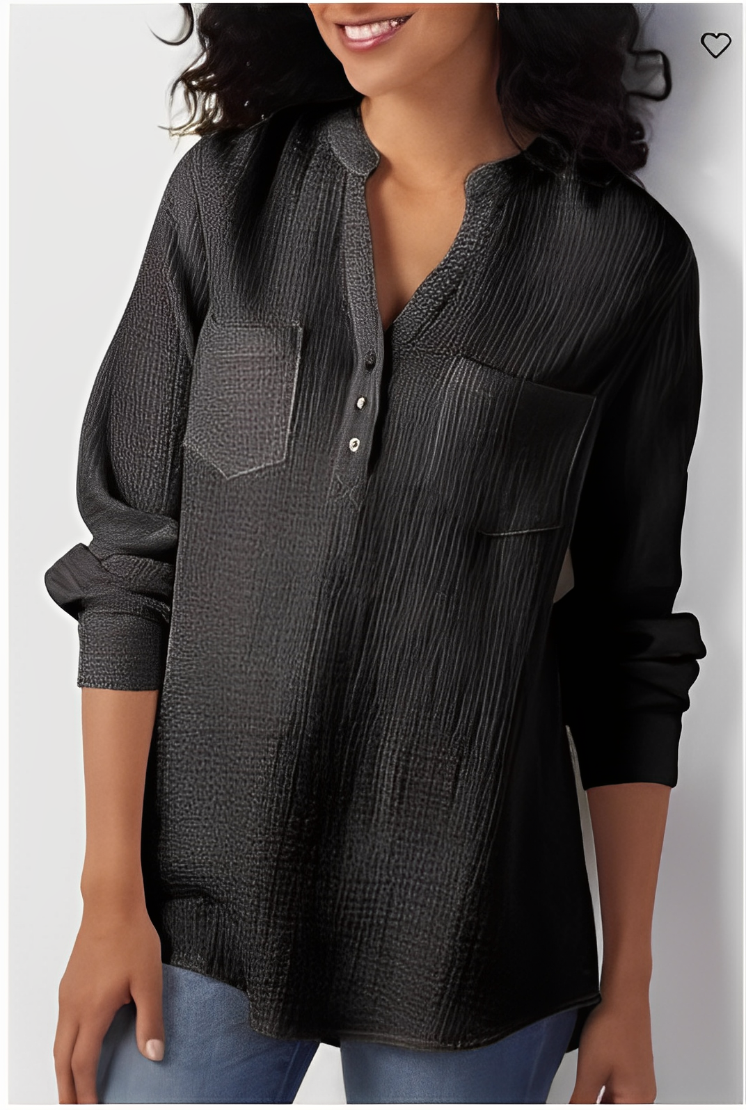 Daria - Damen V-Ausschnitt und Lange Ärmel Tops