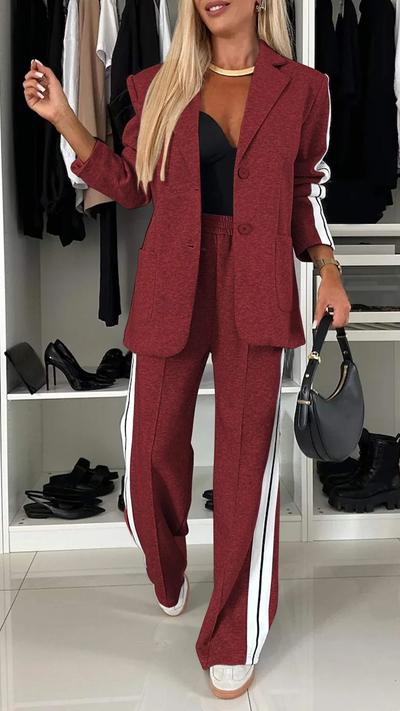 Damen Casual Outfit mit Kragen und langen Ärmeln