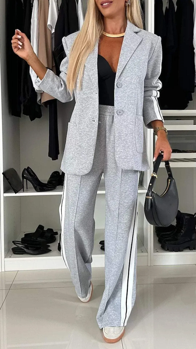 Damen Casual Outfit mit Kragen und langen Ärmeln