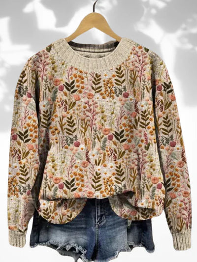 Bequemer, gemusterter Pullover für Frauen