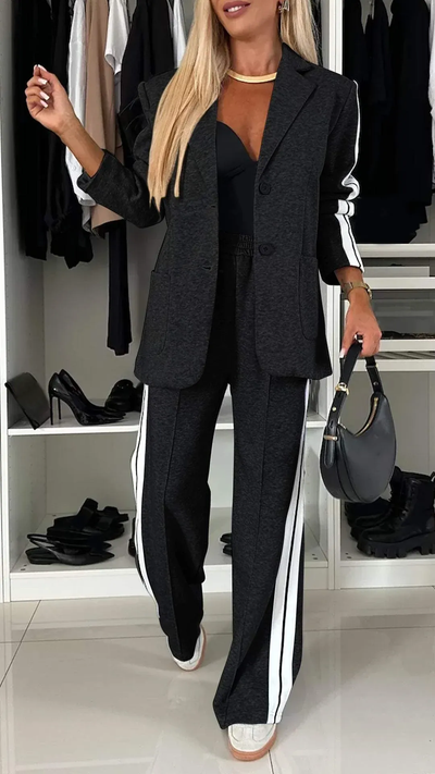 Damen Casual Outfit mit Kragen und langen Ärmeln