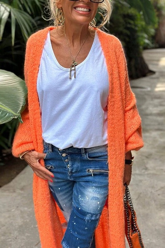 Eleganter, langärmeliger Damen-Strickmantel in verschiedenen Farben