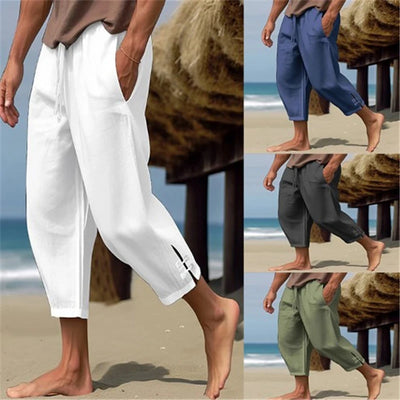 Atmungaktive Herren Sommer Leinen Capir Hose
