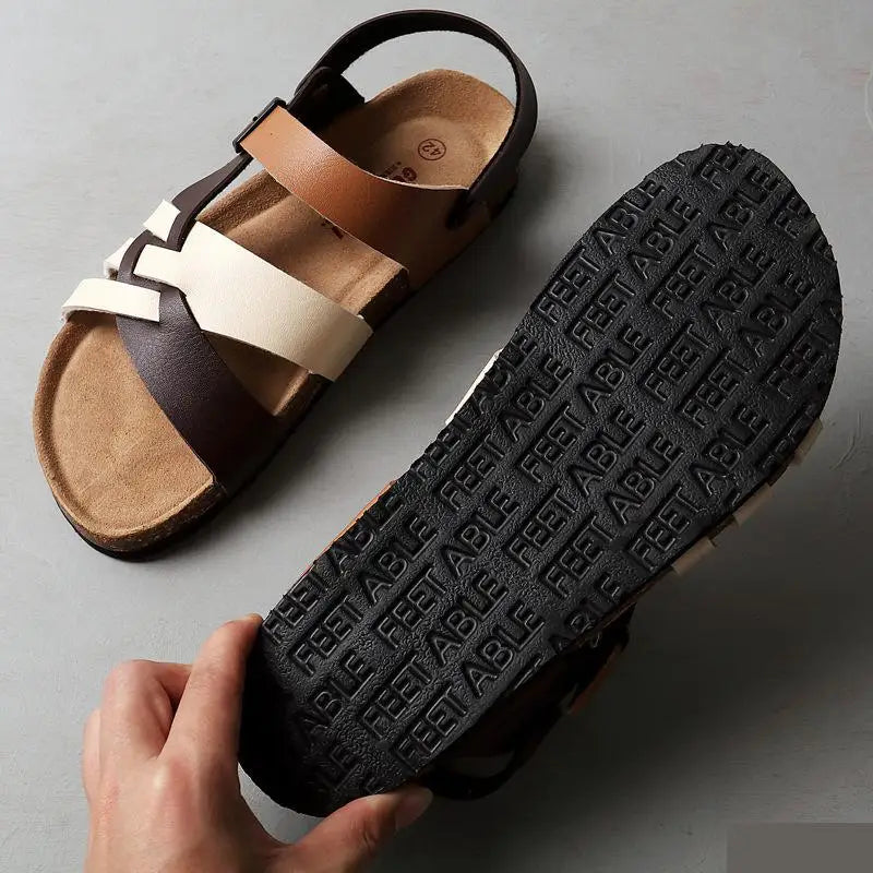 Bequeme Leder Pantoletten Sandalen