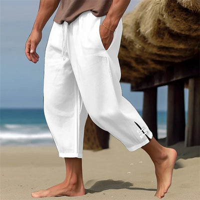Atmungaktive Herren Sommer Leinen Capir Hose