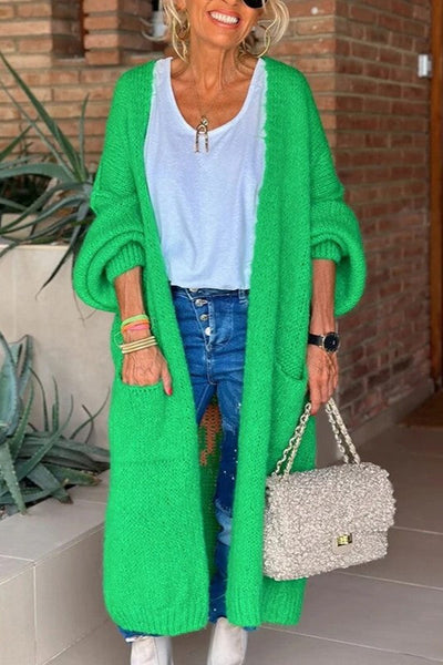 Eleganter, langärmeliger Damen-Strickmantel in verschiedenen Farben