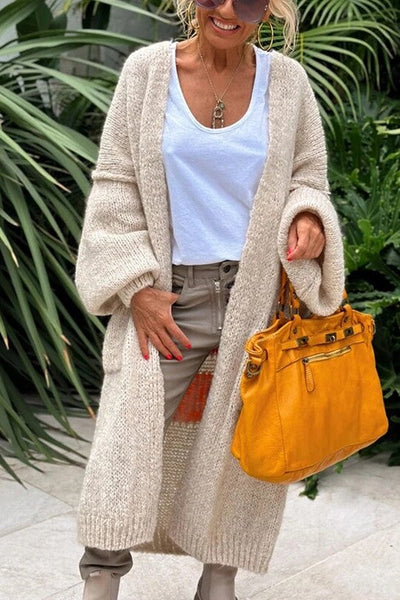 Eleganter, langärmeliger Damen-Strickmantel in verschiedenen Farben