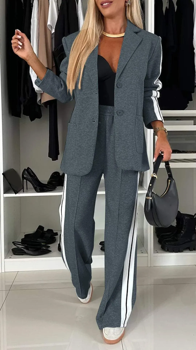 Damen Casual Outfit mit Kragen und langen Ärmeln