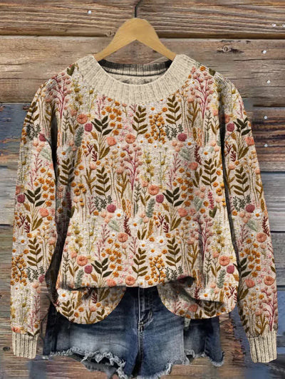 Bequemer, gemusterter Pullover für Frauen