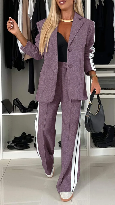 Damen Casual Outfit mit Kragen und langen Ärmeln