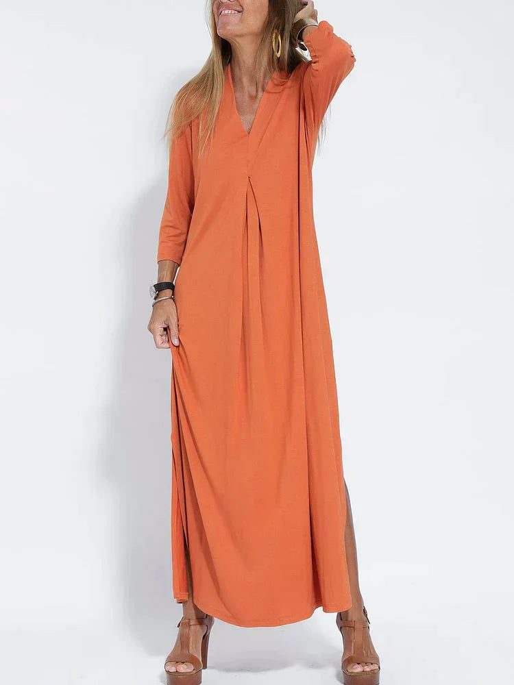Damen Kleid mit Schlitz am Saum