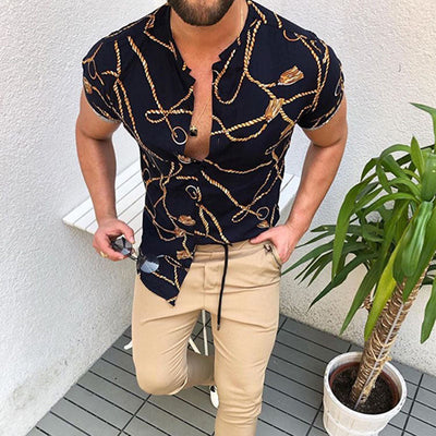 Bedrucktes Herren Kurzarmhemd im coolen Abstrakt Look
