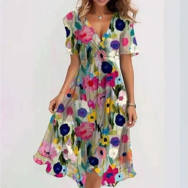 Damen V-Ausschnitt Kleid aus weichem Material