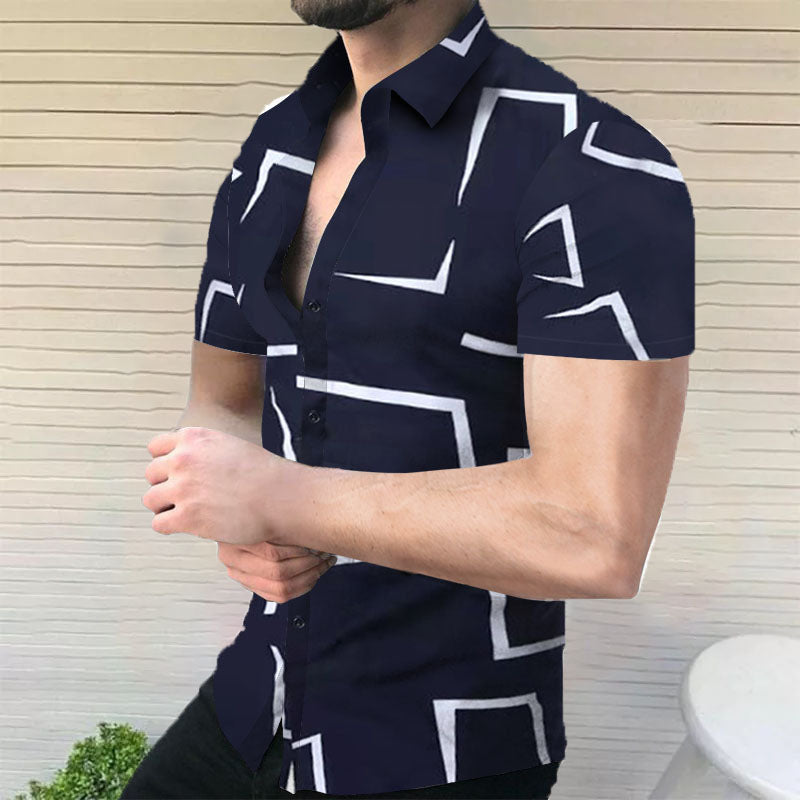 Bedrucktes Herren Kurzarmhemd im Revers Look