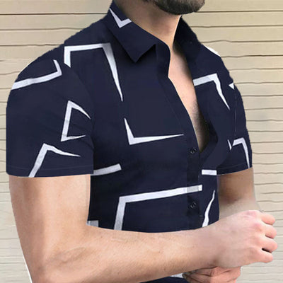 Bedrucktes Herren Kurzarmhemd im Revers Look
