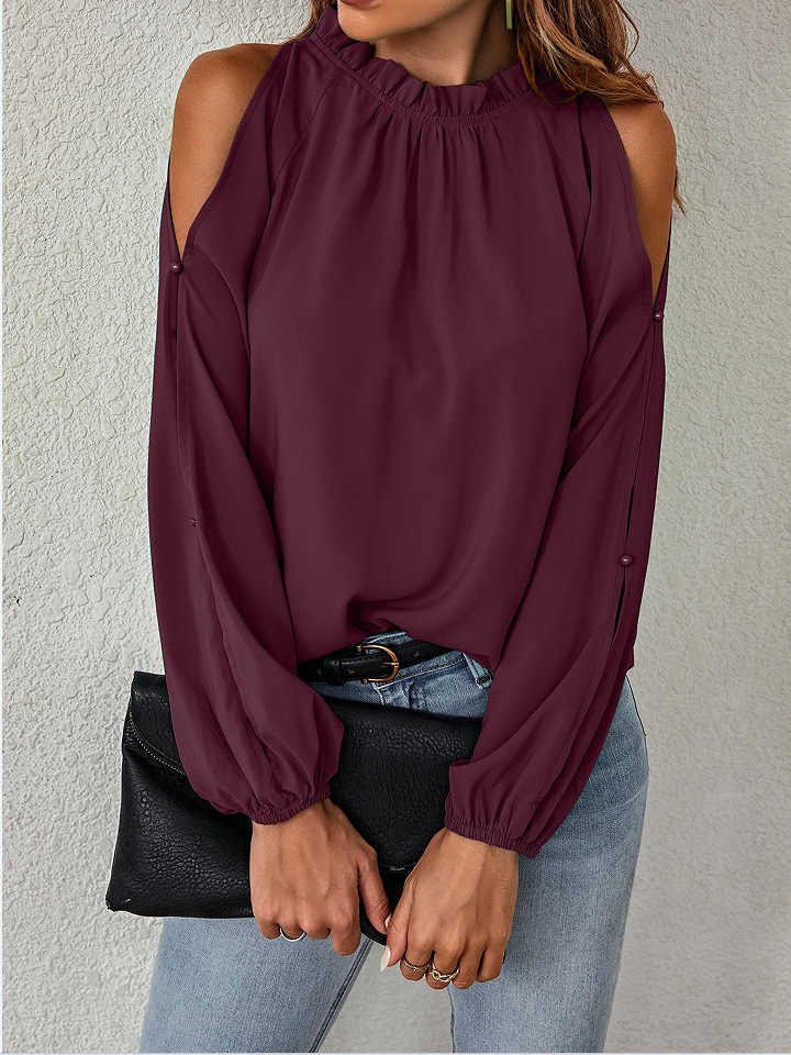 Carola - Einfarbiges Top mit Geteilten Ärmeln für Damen