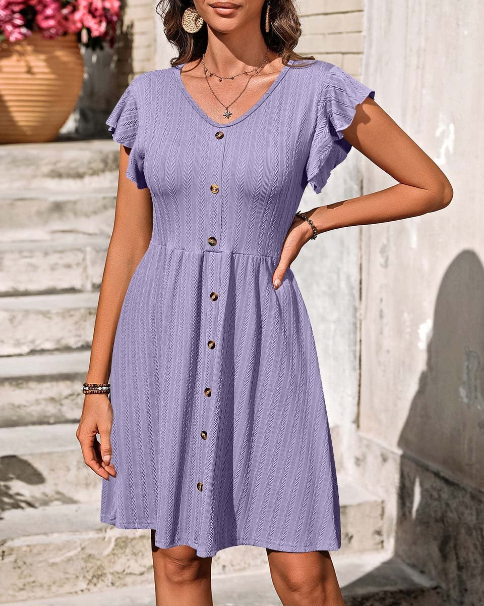 Babsi - Leichtes Damen Sommerkleider mit Rüschen Ärmel