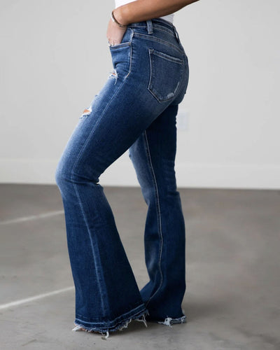 Dina - Damen Bootcut Schlaghose mit hohem Bund