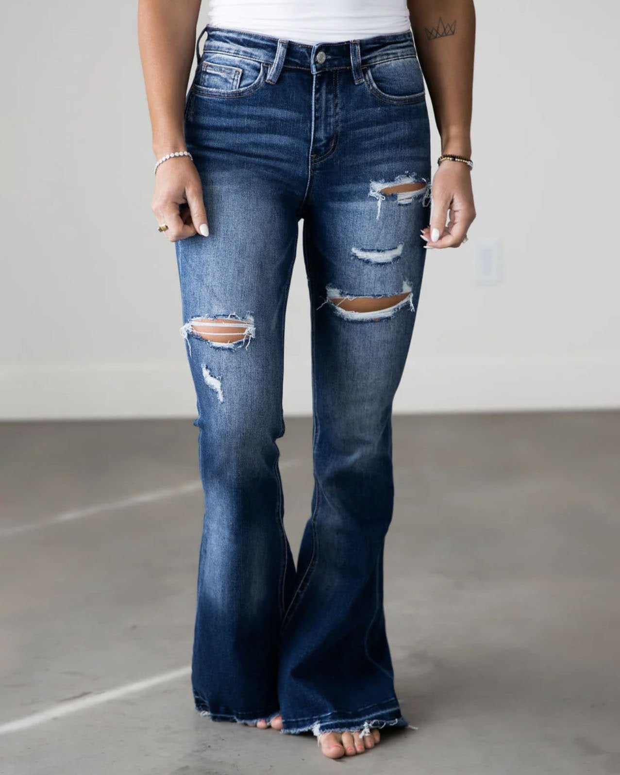 Dina - Damen Bootcut Schlaghose mit hohem Bund