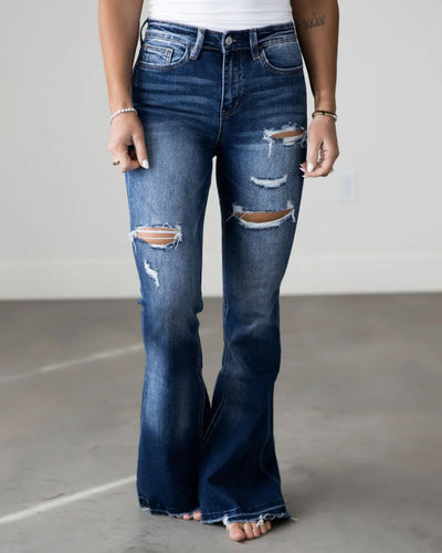 Dina - Damen Bootcut Schlaghose mit hohem Bund
