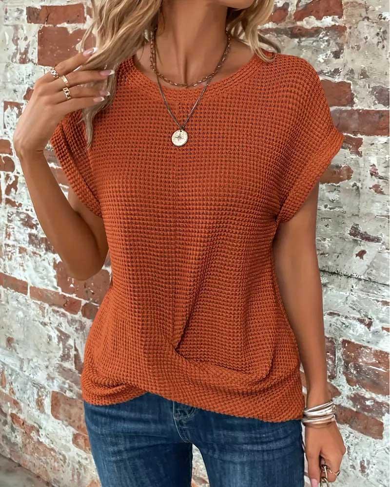Ellie - Rundhals Gedrehtes Swing-Bluse für Damen