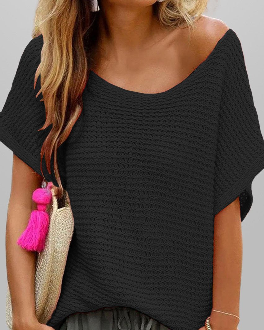 Carla - Trendiges Damen Strick-Top mit Rundhalsausschnitt