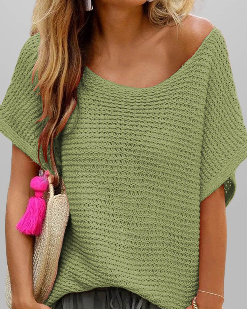 Carla - Trendiges Damen Strick-Top mit Rundhalsausschnitt