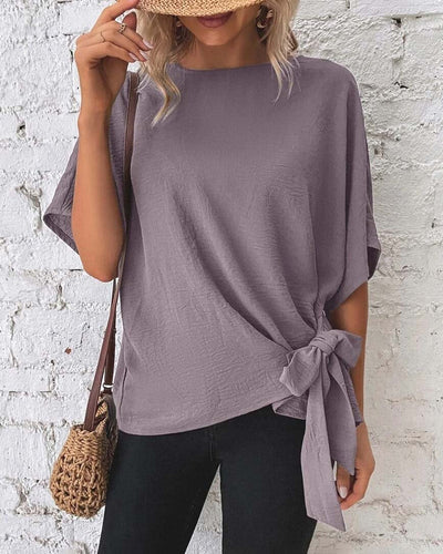 Elnea - Fledermausärmel Knoten-Bluse für Damen