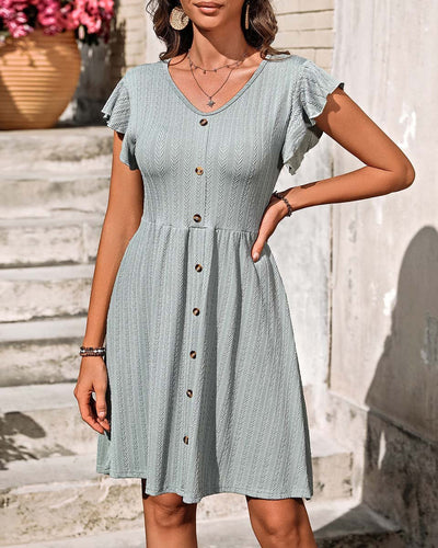 Babsi - Leichtes Damen Sommerkleider mit Rüschen Ärmel