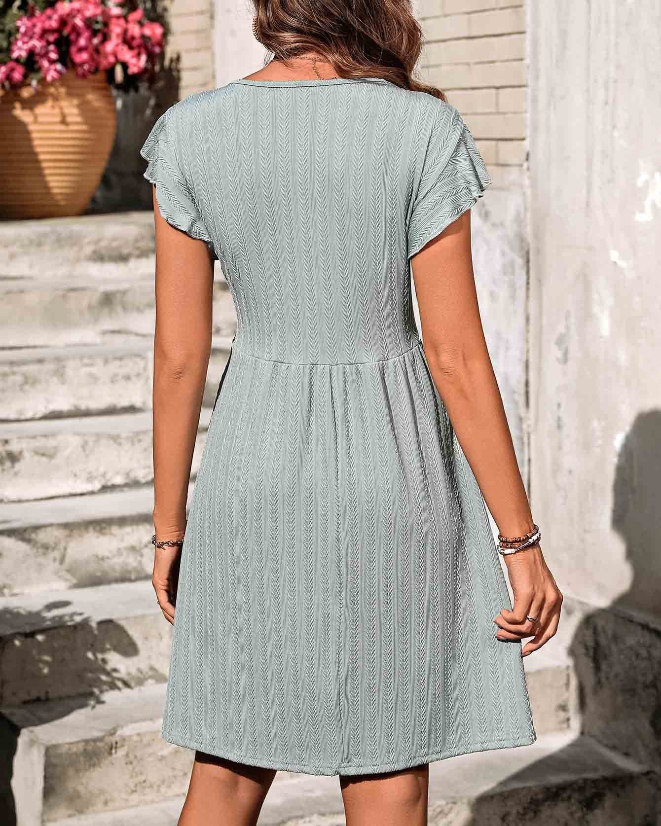 Babsi - Leichtes Damen Sommerkleider mit Rüschen Ärmel